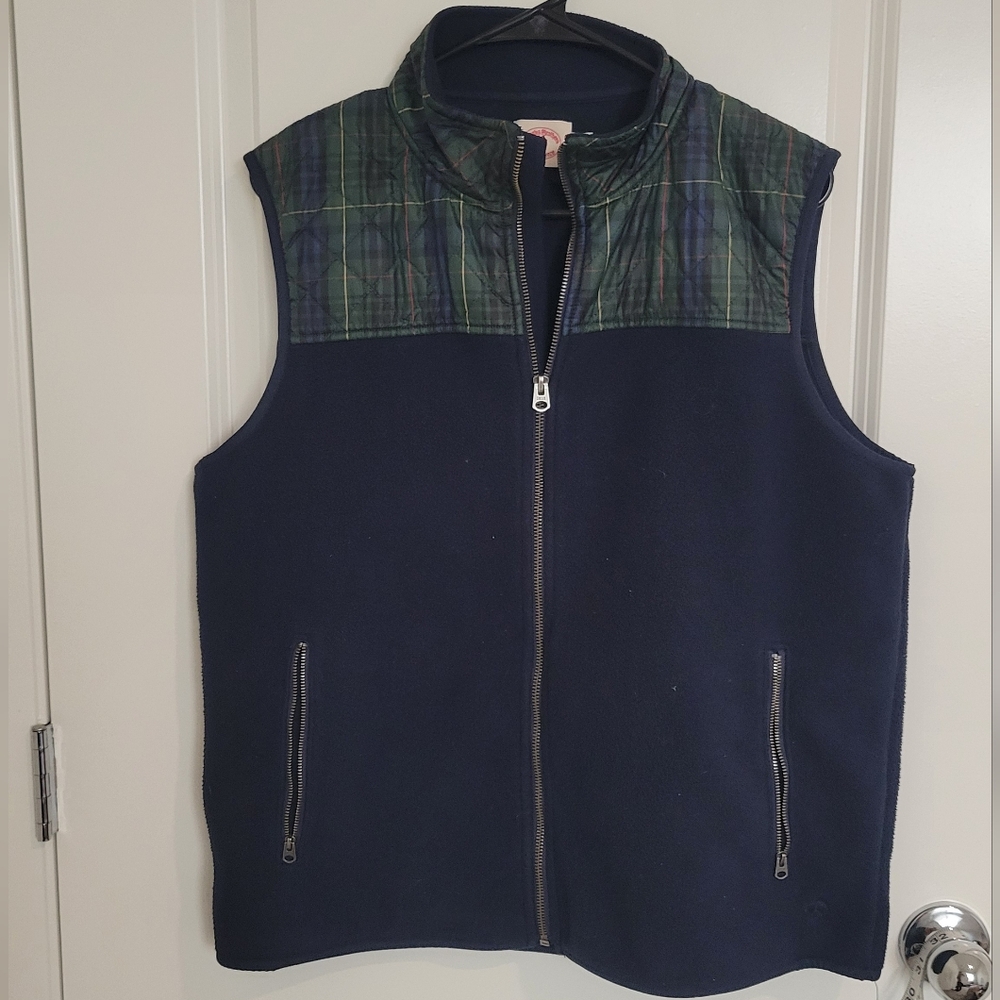 Brooks Brothers Plaid Quilted Yoke Polar Fleece Vest Size Large